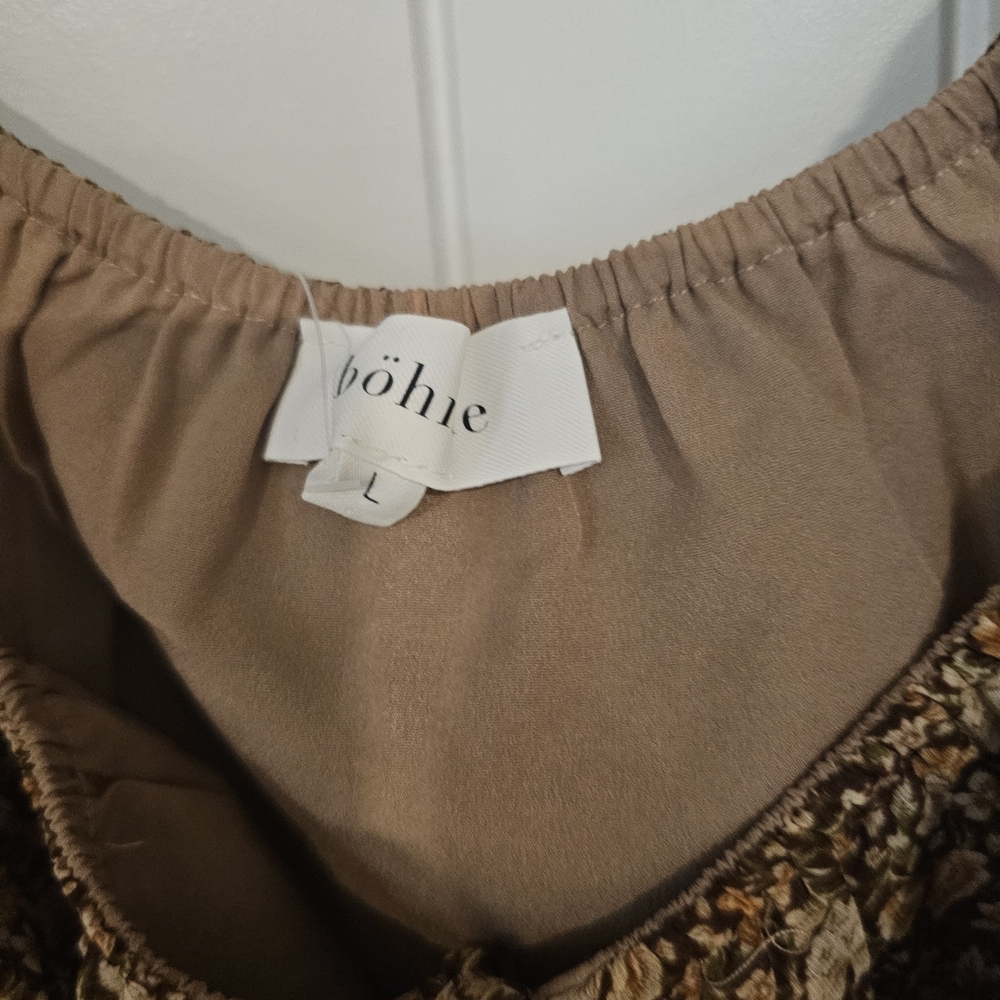 Bohme Lotte Mini Brown & Tan Long Sleeve Dress Sz L - Picture 6 of 16